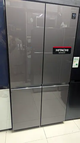 Hitachi 4-Door Refrigerator - Stainless Grey, Excellent Condition