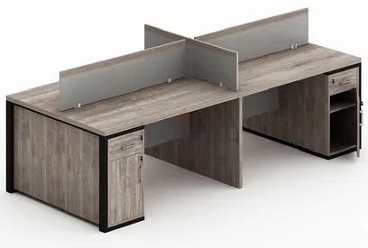 Used 4-Seat Office Workstation Desk with Storage and Dividers