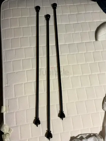 Set of 3 Extendable Curtain/Tension Rods - Black, Good Condition
