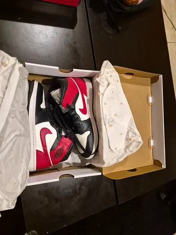 Jordan 1 Mid-style sneakers, size 6.5 Women — good condition, comes with box