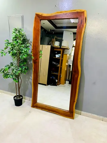 Large Solid Wood Full-Length Mirror with Live Edge Frame