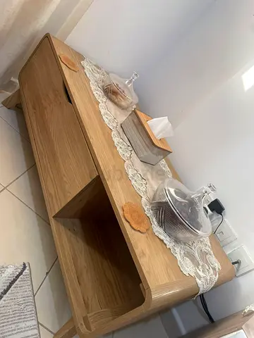 Solid Wood Coffee Table with Open Shelves — Light Oak finish