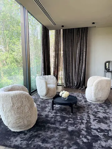 Set of 3 Cozy Faux Shearling Accent Chairs - Light Cream, Good Condition