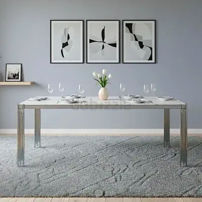 6 Seater Marble Craft Dining Table – Seppio Chrome