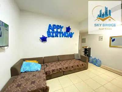 2bhk sharing 2 room with cabinets and balcony