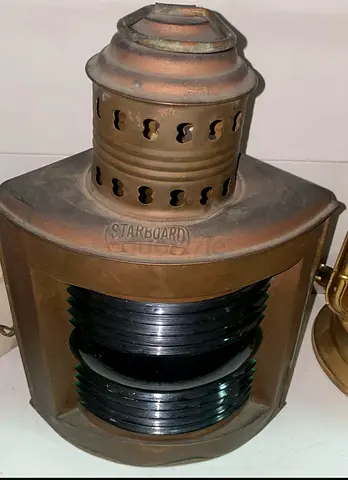 Antique Brass Ship Lantern - 34cm height