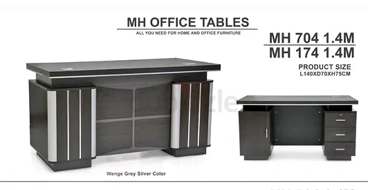 MH Office Desk - Wenge Grey 1.4m Executive Table (MH 704 / MH 174)