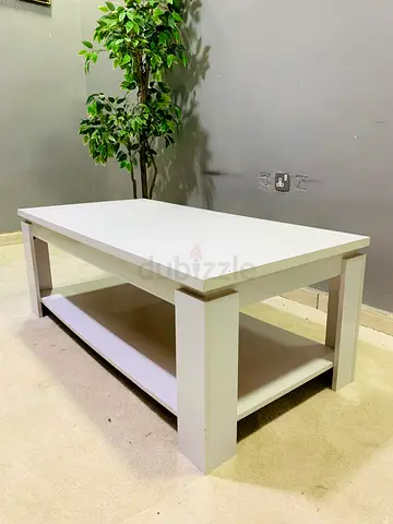 Simple White Coffee Table with Lower Shelf - Good Condition