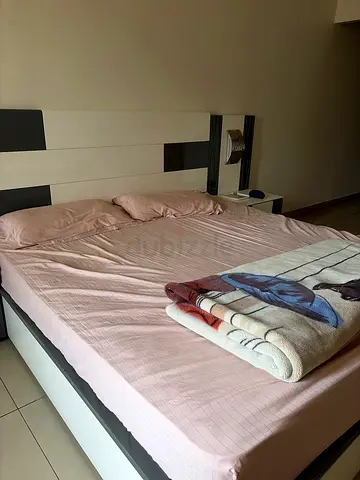 King size bed frame with headboard and dressing table- good condition