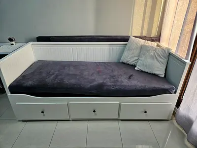 IKEA HEMNES Daybed with 3 Drawers - White, 80x200 cm.With two mattresses in very good conditions.