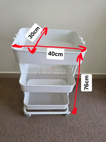 3-Tier White Storage Trolley on Wheels –  Home / Bathroom