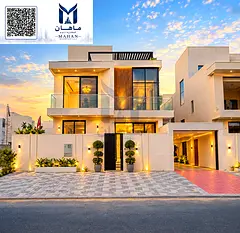 Brand New 5 Bed Marble & Stone Villa with Elevator for Sale in Al Zahya Ajman | FEWA & Central AC In