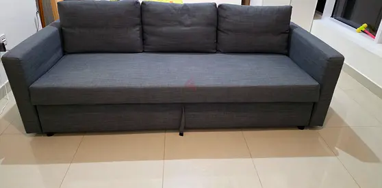 IKEA FRİEHETEN Grey 3-Seater Sofa Bed with Storage — Good Condition