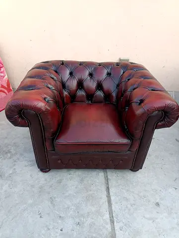 Leather Sofa Chesterfield Red 1 Seater