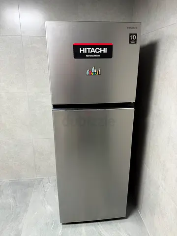 Hitachi 2-Door Refrigerator - Stainless Steel, Good Condition