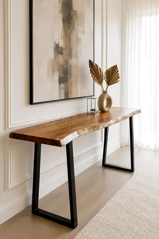 Marina Home Live Edge Acacia Wood Console Table with Metal Legs