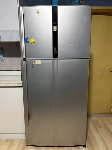 Silver double-door refrigerator - used, good working condition