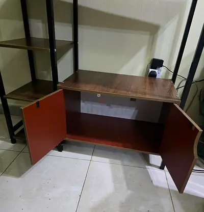 Small Wooden TV Stand / Storage Cabinet - Dark Wood, Good Condition
