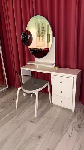 White Dressing Table / Vanity Set with Large Mirror & Chair
