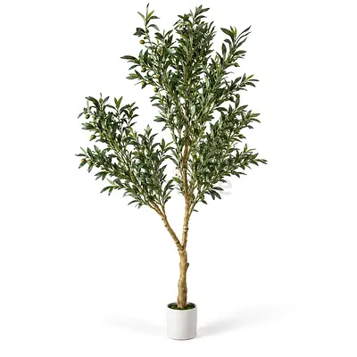 Tall Artificial Olive Tree in White Pot - New