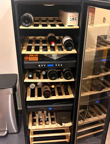 Built-in Wine Cooler Refrigerator with Wooden Shelves - Good Condition