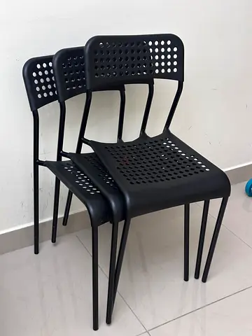 Set of 4 Black Perforated Stackable Dining/Outdoor Chairs