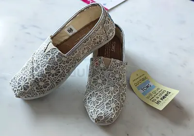 Classic Silver Crochet Flats by Toms