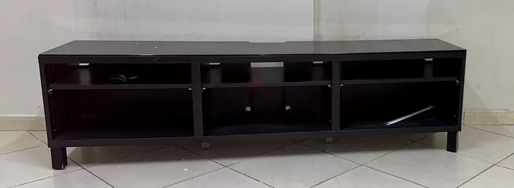 Long black TV entertainment unit / media console - good condition
