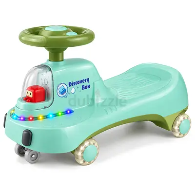 Toddler Ride-On Car with Steering Wheel, Lights and Sound - Mint Green