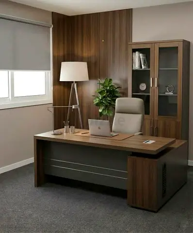 Modern L-Shaped Executive Desk | Manager Office Table with Storage