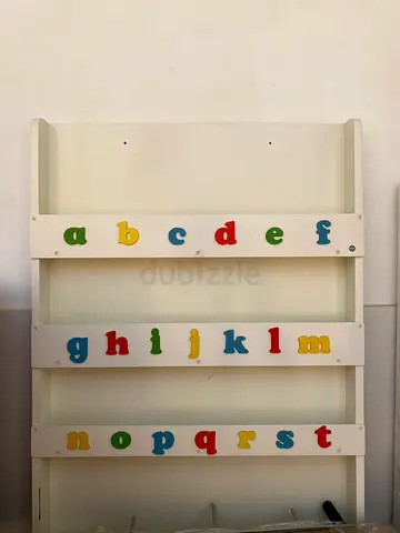 White Alphabet Kids Bookshelf and Wall Storage Display