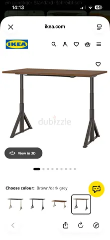 IKEA adjustable standing desk / work table - brown/dark grey