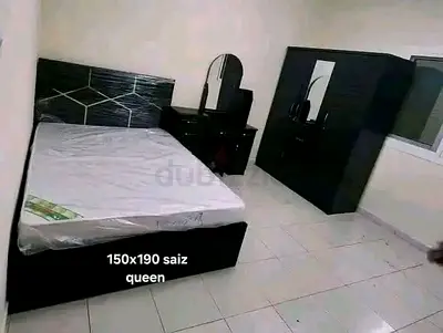 Queen bedroom set - bed, wardrobe, dresser (150x190 cm)