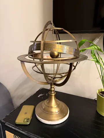 Brass Armillary Sphere Decorative Globe on Stand - Vintage Style