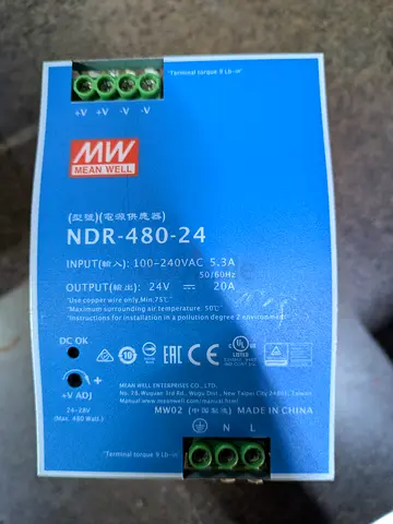 Mean Well NDR-480-24 Industrial DIN-Rail 24V 20A Power Supply