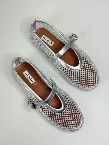 Alaïa silver mesh Mary Jane flats - size not specified