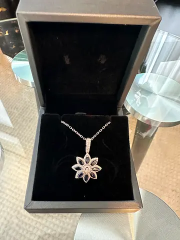 Diamond and sapphire pendant