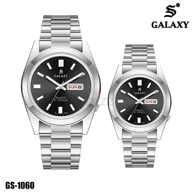 GalaxyStainless Steel Pair Watch Set - Silver, Quartz, Day-Date