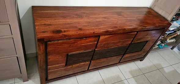 Solid Wood Sideboard / TV Console - Rustic Brown, Good Condition