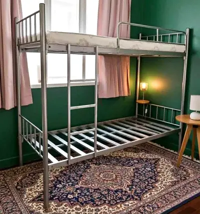 Metal Bunk Bed Frame - Silver, Double Over Single
