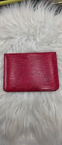 Red textured leather bi-fold wallet (compact) - good condition