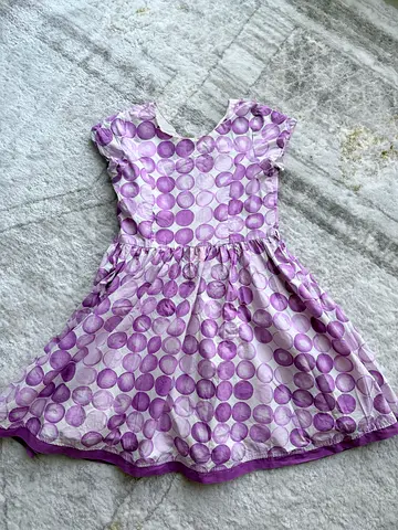 Purple Polka Dot Girls Dress - Size Approx 9-10 Years EU 146 152 Uk 10-11