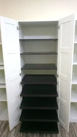 IKEA pax wardrobe system paired with GRIMO doors a modern four panel shaker styles desighn