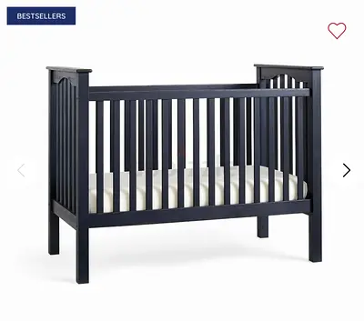 Pottery Barn  Wood Baby Crib / Cot - Black colour. Good Condition