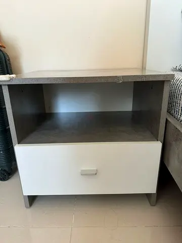 Bed (including mattress) with side table and cupboard for urgent sale