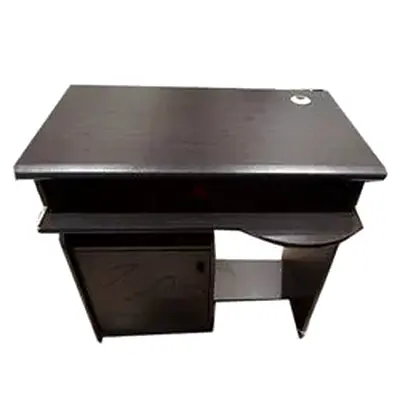 Compact Dark Wood Computer Desk with Storage Cabinet