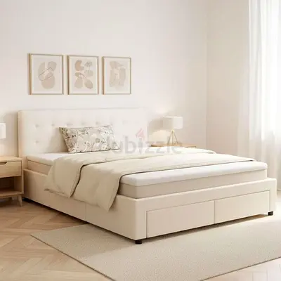 Beige Upholstered Queen Bed direct factory price