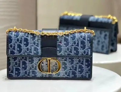 Christian Dior Denim Oblique 30 Montaigne East West Chain Flap Bag