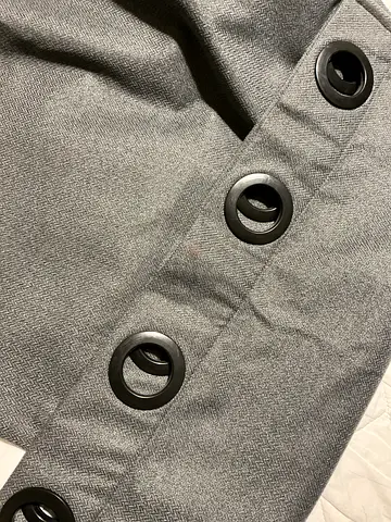 Grey Eyelet Curtains (Set) - Light-Blocking, Modern Herringbone Texture