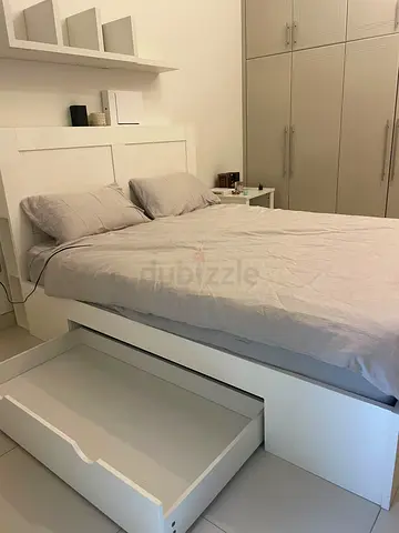 Queen Bed 160x200 with Storage Drawers + Memory Foam Mattress